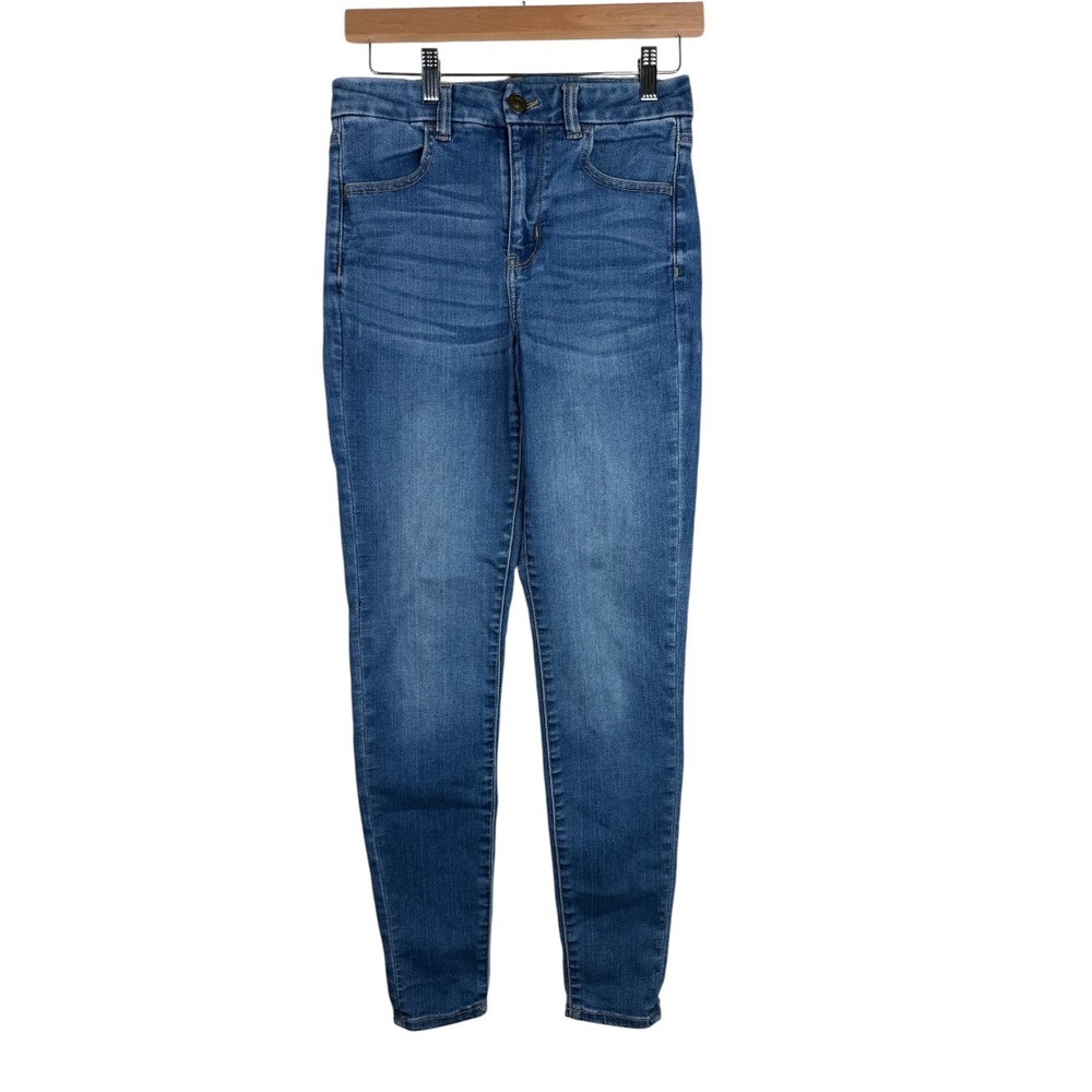 American Eagle Outfitters Womens Blue Skinny Jeans Size 6 Long Stretch Denim